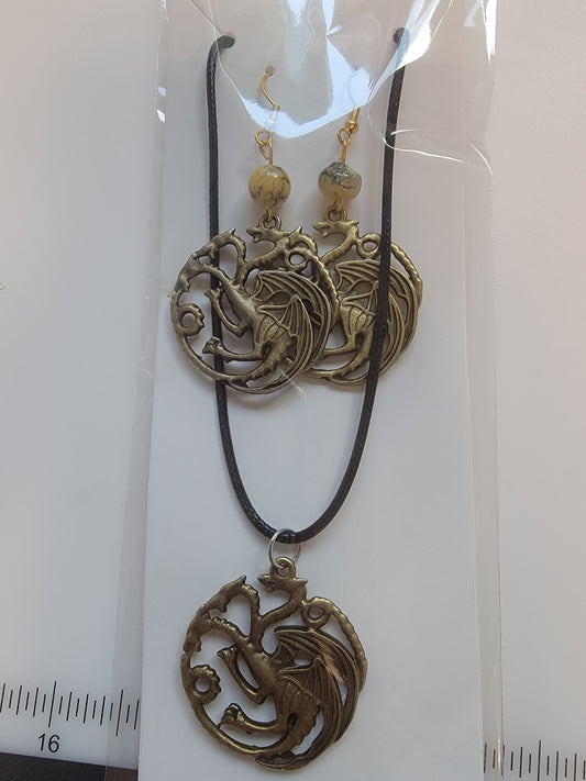 Dragon earring/necklace combo