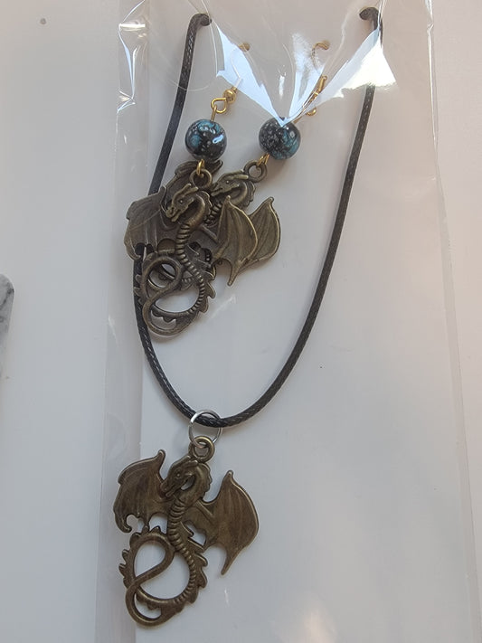 Dragon earring/necklace combo